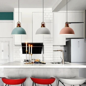 Скандинавские Современные подвесные светильники из алюминиевого дерева E27, Обеденный стол, Прикроватная барная стойка, Освещение для украшения кухни, столовой