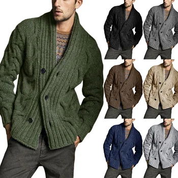 2023 Осенне-зимний новый свитер, кардиган, однотонный вязаный свитер с длинным рукавом, пальто, мужская одежда