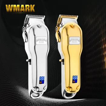 WMARK NG-2020B Цельнометаллическая Беспроводная Профессиональная Машинка Для Стрижки Волос, Электрический Триммер для Волос 2500 мАч, Беспроводной Резак Для Волос Золотистого Цвета
