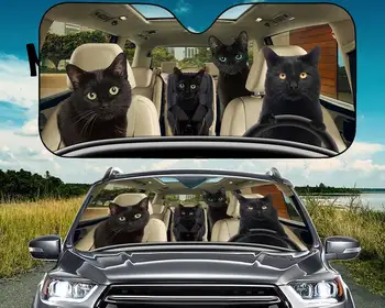 Автомобильный солнцезащитный козырек для семейства черных кошек, Автоматический солнцезащитный козырек для кошек, Автомобильный автоматический солнцезащитный козырек, Автомобильный солнцезащитный козырек, Лобовое стекло автомобиля, Автомобильные аксессуары, Кошачья любовь