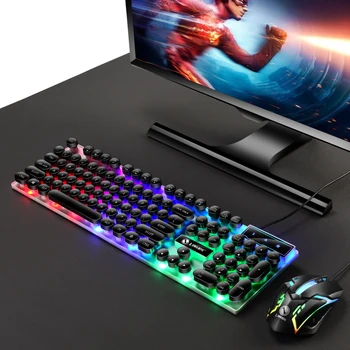 Комплект игровой клавиатуры и мыши со светодиодной подсветкой для ПК, Проводная клавиатура, игровая клавиатура с подсветкой для ноутбука