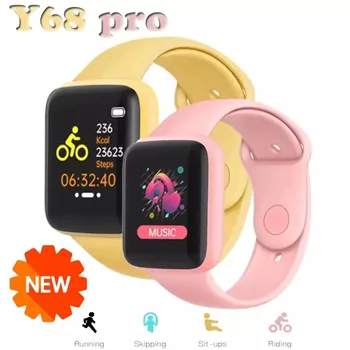 Умные часы, летние красочные Мужские спортивные Фитнес-трекеры, монитор артериального давления, сердечного ритма, Y68, женский браслет для Android IOS, детский