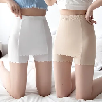 Двухслойные леггинсы из ледяного шелка, облегающие фигуру, женское корректирующее белье с защитными брюками в промежности.
