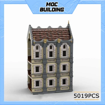 MOC Строительный блок Технология Замка Кирпичи Маленький Дворец Средневековый Cstle DIY Street View Собранная Архитектурная модель Детские игрушки
