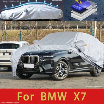 Для BMW X7 Наружное покрытие автомобиля, наружная защита, Полные автомобильные чехлы, Снежный покров, Солнцезащитный козырек, Водонепроницаемые Пылезащитные автомобильные аксессуары