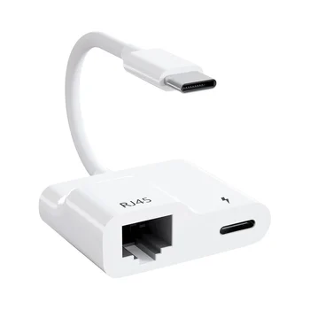Адаптер USB C к Ethernet, USB Type C к RJ45 Gigabit Ethernet LAN адаптер с зарядным устройством PD 60 Вт, для MacBook Air/Pro