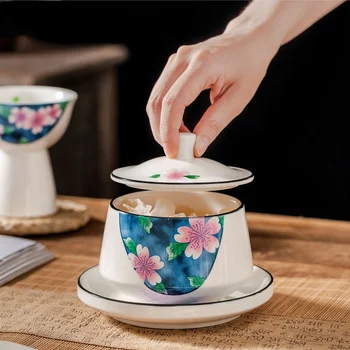 Керамическая чашка для тушения в китайском стиле, миска для десерта, суповая чашка для тушения на пару, кофейные кружки, набор керамических кофейных чашек