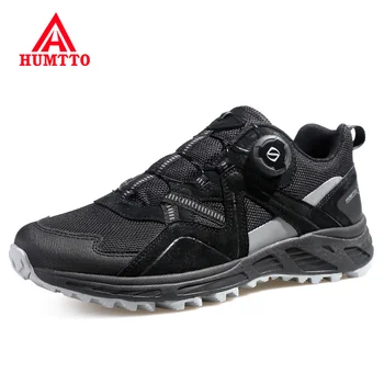 Брендовые кроссовки HUMTTO, мужская дышащая прогулочная мужская обувь, Роскошная дизайнерская кожаная Модная черная спортивная повседневная обувь для бега для мужчин
