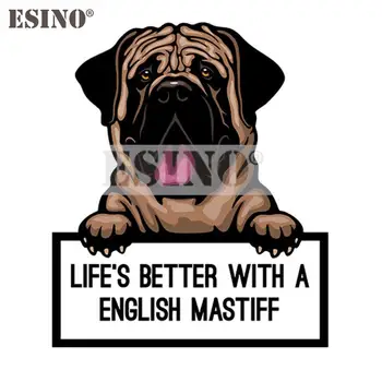 Автомобильный стайлинг Жизнь стала лучше с английским мастифом для домашних собак, креативная ПВХ водонепроницаемая наклейка на весь корпус автомобиля, виниловая наклейка
