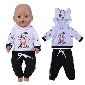 Кукольные наряды для 17-Дюймовых Кукол Lovly Dog Спортивный костюм Толстовки с Брюками Подарок на День Рождения для Маленькой Девочки 13-Дюймовый Костюм Куклы Реборн