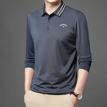 Callaway 2023, весенняя новая мужская одежда для гольфа, мужская деловая футболка с отворотом, новая рубашка поло, модный топ с длинными рукавами для молодых людей