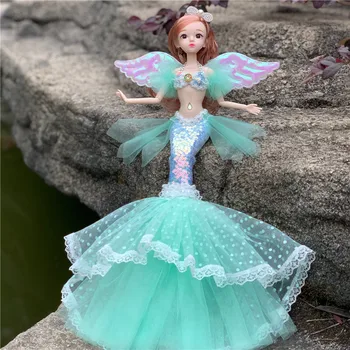 Новая Свадебная кукла-Русалка 1/6 30 см, кукла Bjd, 13 подвижных суставов, Модная одежда с 3D глазами, Съемная игрушка-одевалка, подарок на день рождения для девочки