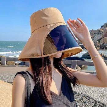 Складные солнцезащитные шляпы с полной защитой лица и шеи, Солнцезащитная панама с защитой от ультрафиолета, летняя пляжная кепка с широкими полями, Рыбацкие шляпы