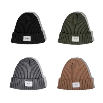 Модная шапочка WTAPS, Японская шапочка для Холодных Мужчин и женщин, осенне-зимняя вязаная теплая шерстяная шапка