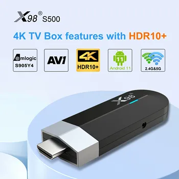 X98 S500 2,4G/5G WiFi 4K Smart TV Stick Android 11 Amlogic S905Y4 H.265 HEVC BT Телеприставка Медиаплеер Mini TV Stick