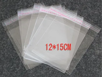 500ШТ 12x15 см opp прозрачные самоклеящиеся пластиковые пакеты с уплотнением для ожерелья/ювелирных изделий/подарка/повязок на голову diy маленькая упаковочная сумка
