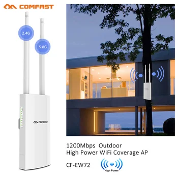 Comfast 5 ГГц Двухдиапазонная Точка доступа высокой мощности на открытом воздухе 1200 Мбит/с 360-градусный всенаправленный охват Точка доступа Wifi Базовая станция CF-EW72