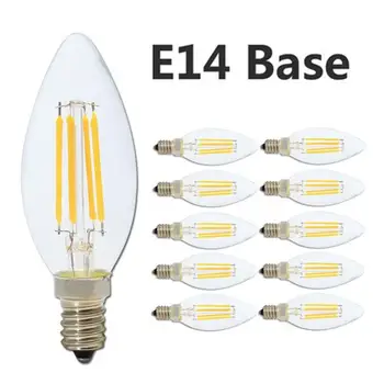 Лампы C35 220V E14 Base 4W Светодиодные Энергосберегающие Лампы Накаливания с Регулируемой Яркостью, лампы Накаливания Теплый белый 2700K