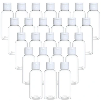 50 штук Портативных пластиковых бутылок для шампуня объемом 10/30/50/60/100 мл, Пустая прозрачная упаковка, Прозрачные контейнеры для путешествий с откидной крышкой