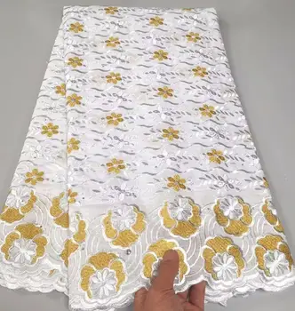 Новая Африканская кружевная ткань Хлопчатобумажный материал Швейцарская вуаль Французская для пошива свадебного платья 5 ярдов