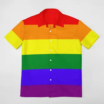 Радужный флаг ЛГБТА, Рубашка с короткими рукавами, Забавный топ, Футболка, Брючный костюм, Пляж Высокого Качества, Размер Eur