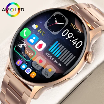 2023 Bluetooth Call Женские Смарт-часы Мужские AMOLED 466 * 466 HD Экран Всегда Отображает Часы С Пользовательским Циферблатом NFC SmartWatch Для Xiaomi