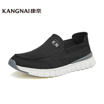 Kangnai/ Мужская повседневная обувь; парусиновая обувь на плоской подошве без шнуровки для скейтбординга на открытом воздухе; легкая мужская обувь;