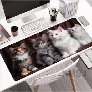Коврик для мыши с милым котом для ноутбука с HD печатью, игровые аксессуары, Клавиатура для ПК, Геймерский Игровой Большой коврик для мыши, нескользящий настольный коврик Kawaii