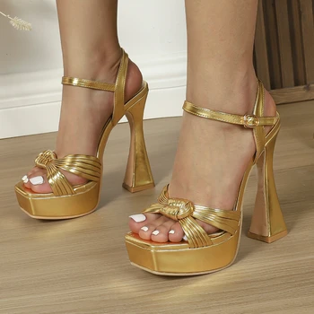Женские роскошные дизайнерские босоножки на платформе с бантом, летняя обувь на очень высоком каблуке с ремешками на лодыжках, свадебные модельные туфли