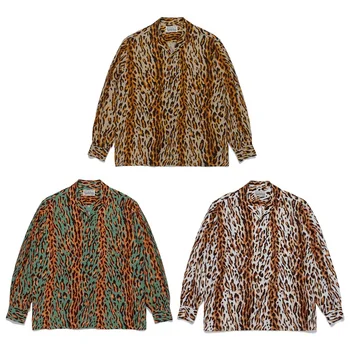 WACKO MARIA 23AW, Осень-зима, Новая рубашка С леопардовым принтом, Гавайская рубашка с длинным рукавом Для мужчин И Женщин, топы с лацканами
