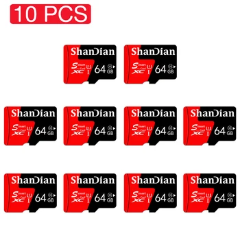 SHANDIAN 10 шт. ЛОТ TF Smart SD Автомобильный CD-плеер Объем памяти Красный Расширение 8 ГБ 16 ГБ 32 ГБ 64 ГБ 128 ГБ Бесплатный Подарочный Адаптер SD-карты