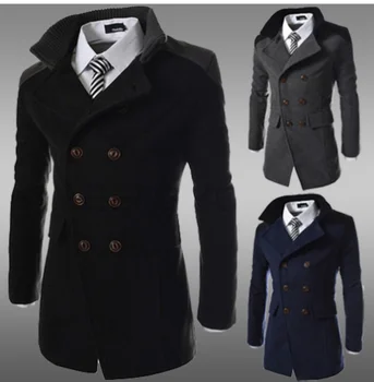 Модный Двубортный тренч для мужчин, пальто с отворотом и двусторонним джинсовым пальто средней длины, новинка 2023 года, куртка