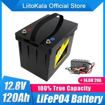 LiitoKala 12,8 v 120AH lifepo4 аккумулятор с 100A BMS 12 V 120Ah аккумулятор для бытовой техники go cart UPS Инвертор + 14,6 V 20A