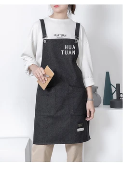 Японский корейский джинсовый фартук хлопчатобумажная модная домашняя рабочая одежда tide мужская и женская живопись кофе чай с молоком парикмахерская кухня