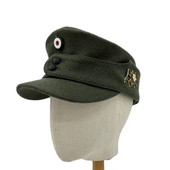 Зеленая Шерстяная Немецкая Военная Полевая Кепка, Металлическая Снайперская Кепка Edelweiss, Патрульная шляпа