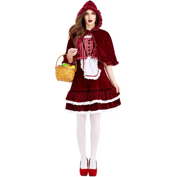 Роскошный женский костюм Красной шапочки из сказок для взрослых, модный косплей на Хэллоуин