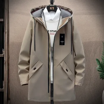 Повседневные Длинные Куртки и пальто 2022 Уличная Одежда С капюшоном Хип-хоп Ветровка Верхняя Одежда