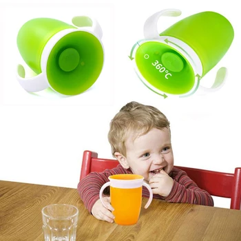 Детская силиконовая 360-дюймовая герметичная Детская чашка для питья, детская чашка для воды с защитой от удушья, детская обучающая чашка для питья