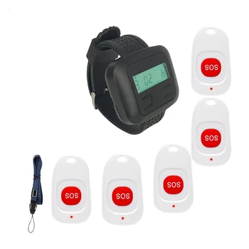 Беспроводная Пейджинговая система, приемник наручных часов, черный И кнопка экстренного вызова SOS, белый для больницы, клиники, дома медсестры