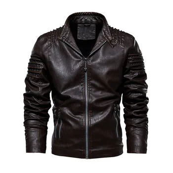 Новая зимняя мотоциклетная мужская кожаная куртка, мужская ветровка, куртки из искусственной кожи, Флисовая верхняя одежда, теплые пальто-бомберы, Большие размеры 5XL