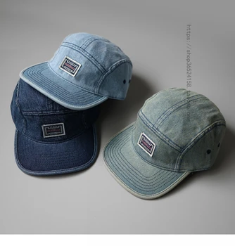 Мужская джинсовая шляпа с широкими полями в стиле британского Ретро, высококачественная хип-хоп шляпа с плоскими полями