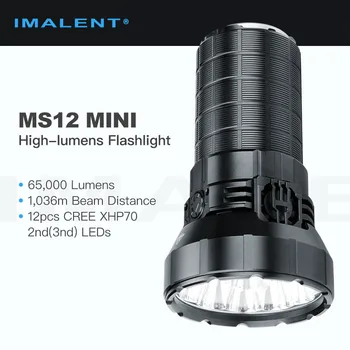 Мини-фонарик/прожектор Imalent MS12 с батарейным блоком (4x21700), дальностью луча 65 000 люмен и 1036 м, Охлаждающие вентиляторы