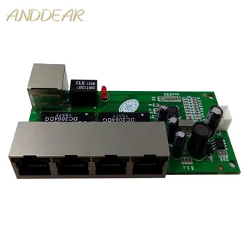 OEM shenzhen mini 5-портовый сетевой коммутатор 10/100 Мбит/с с широким входным напряжением 5-12 В smart ethernet pcb rj45 модуль со встроенным светодиодом