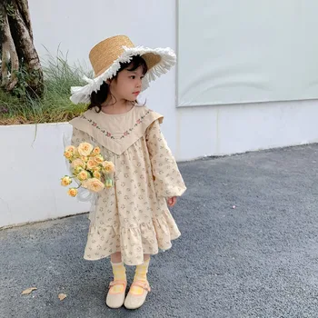 Корейское детское платье с цветочной вышивкой, Платья для маленьких девочек, Весеннее Новое платье Принцессы с длинными рукавами, Vestido De Bautizo Para Niña
