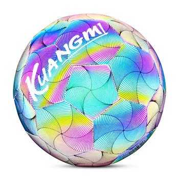 Футбольный мяч из светоотражающей искусственной кожи Kuangmi, для занятий спортом на открытом воздухе, подростков, подарок детям на день рождения, Новый футбольный мяч, размер 5