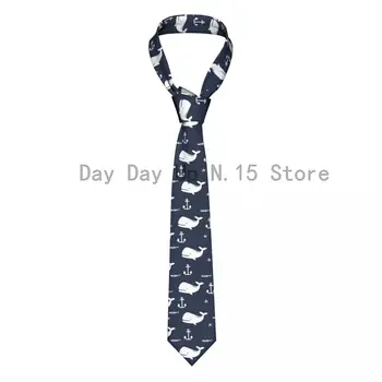 Классический галстук для мужчин, шелковые мужские галстуки для свадьбы, деловой галстук для взрослых, повседневный милый галстук с рисунком якоря кита и рыбы