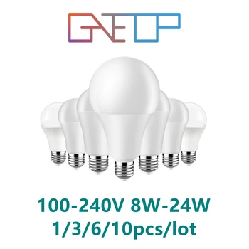 Заводская прямая светодиодная лампа полного напряжения AC120V AC230V 8W-24W E27 B22 с высоким люменом без мерцания 3000 K/4000 K/6000 K теплого белого света