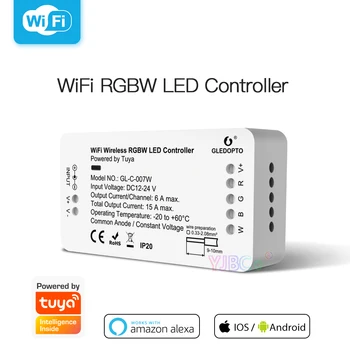 Gledopto Zigbee Smart RGBW LED Light Strip Беспроводной WiFi контроллер Работает с приложением Tuya Smart Life Amazon Alexa Голосовое управление
