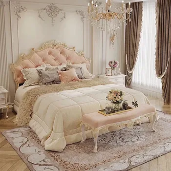 Эстетичная винтажная кровать в спальне, Роскошная Скандинавская водонепроницаемая кровать, Двуспальная Многофункциональная коробка Cabeceira De Cama, мебель для гостиной