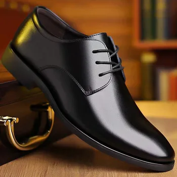 Мужская повседневная обувь из искусственной искусственной кожи, деловая обувь с острым носком для мужчин, Классический однотонный цвет, новинка 2023 года